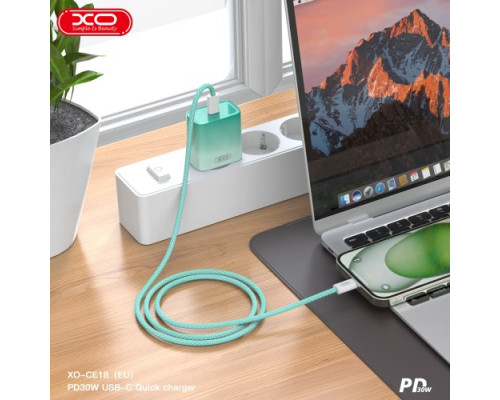 МЗП XO CE18 (EU) PD30W USB-C fast charging charger Синій mag-692068085172019236
