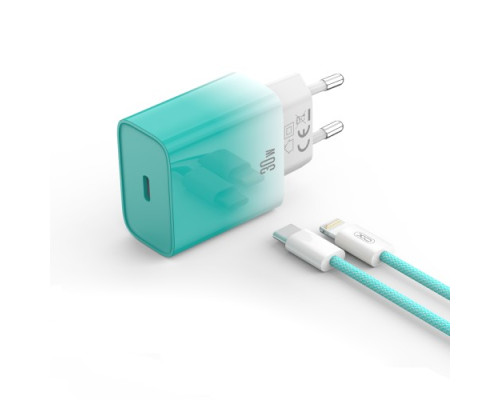 МЗП XO CE18 (EU) PD30W USB-C fast charging charger with Lightning cable Синій mag-692068085173760144