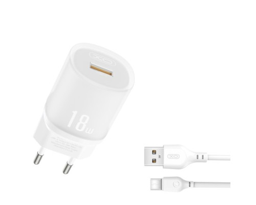 МЗП XO L157(EU) QC3.0 18W charger with TYPE-C cable (NB103) Білий mag-692068085932060190