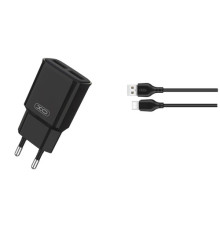 МЗП XO L92C EU dual 2.4A Charger with Type-c cable Чорний mag-6920680825530140636