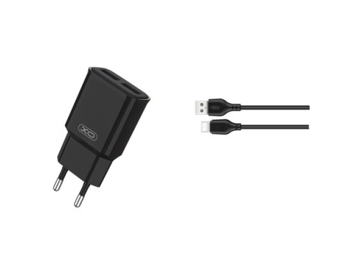 МЗП XO L92C EU dual 2.4A Charger with Type-c cable Чорний mag-6920680825530140636
