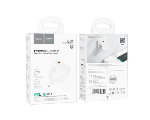 МЗП HOCO C112A Advantage 1USB-C/PD30W/QC3.0/3A White mag-693147479174059368