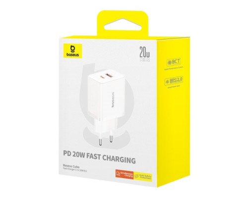 МЗП Baseus Cube Fast Charger C+U 20W EU Cluster White P10111403213-00 mag-6932172651169128965