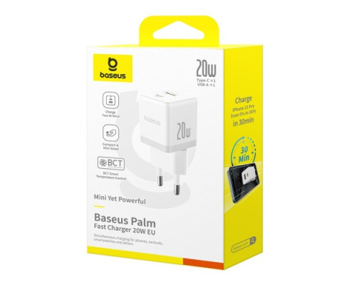 МЗП Baseus Palm Type-C+USB 20W White P10111608213-00 mag-6932172672744129014