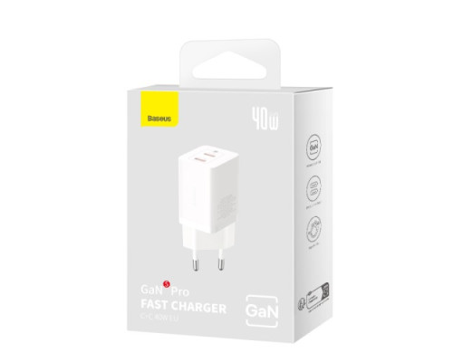 МЗП Baseus GaN5 Pro Fast Charger C+C 40W EU White CCGP180102 mag-693217262791156113