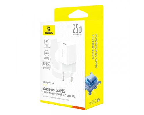 МЗП Baseus GaN5 Fast Charger (mini) 1C 25W EU White P10110909213-00 дефект пакування mag-2000001588642132311