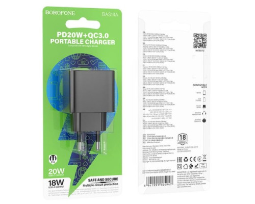 МЗП BOROFONE BAS14A Erudite PD20W+QC3.0 чорний mag-6941991104947137605