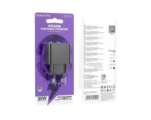 МЗП BOROFONE BAS15A Erudite single port PD30W чорний mag-6941991105005139538