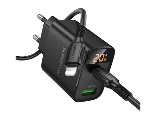 МЗП BOROFONE BA96A Ilustre PD20W+QC3.0 Type-C to Lightning чорний mag-6941991120466146049