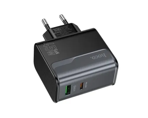 МЗП HOCO CS74A Star Speed PD45W+QC3.0 charger(EU) midnight black mag-6942007653848146742
