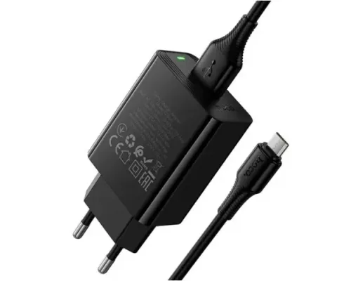 МЗП HOCO CS92A Leader single port QC3.0 charger set(Micro) (EU) Black mag-6942007671040153873
