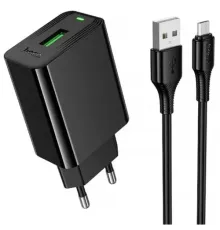 МЗП HOCO CS92A Leader single port QC3.0 charger set(Micro) (EU) Black mag-6942007671040153873