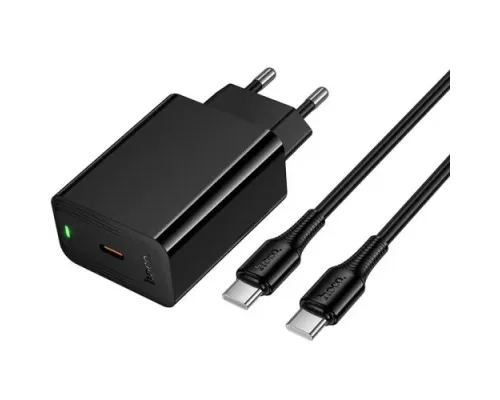 МЗП HOCO CS93A Leader single port PD20W charger set(C to C) (EU) Black mag-6942007671071153715