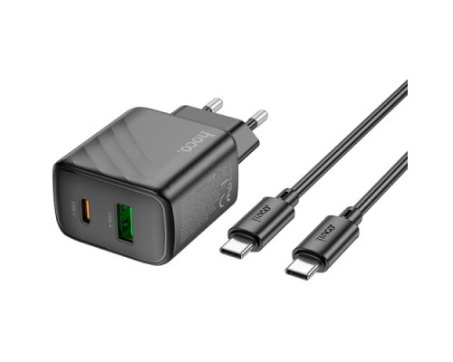 МЗП HOCO CS23A Sunlight dual-port PD30W+QC3.0 charger set(Type-C to Type-C) Black mag-6942007609968135799