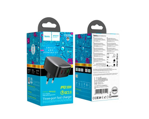 МЗП HOCO CS33A Amanecer PD30W(2C1A) charger Black mag-6942007617512137218