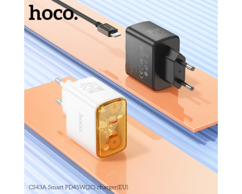 МЗП HOCO CS43A Smart PD45W(2C) charger White mag-6942007620833138121