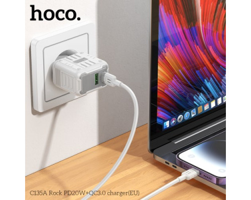 МЗП HOCO C135A Rock PD20W+QC3.0 charger White mag-6942007627221137240