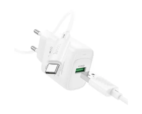 МЗП HOCO C140A Smart single port QC3.0 charger set 18W (QC/FCP/AFC) + Type-C Cable White mag-6942007627832153028