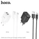МЗП HOCO C141A Smart dual-port charger set 5V/2.1A + Type-C Cable Black mag-6942007627900152124