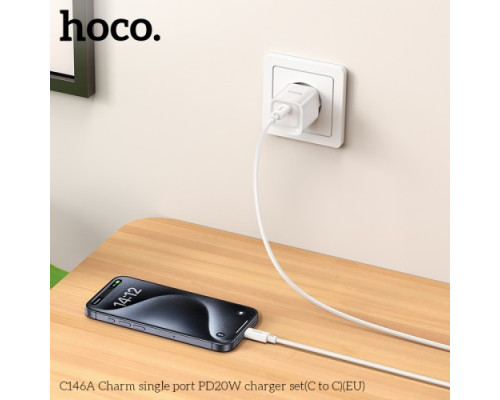 МЗП HOCO C147A Charm PD20W+QC3.0 charger set(C to C) White mag-6942007630290137364