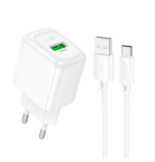 МЗП HOCO CS52A Surplus single-port QC3.0 charger set(Type-C) White mag-6942007631471137268