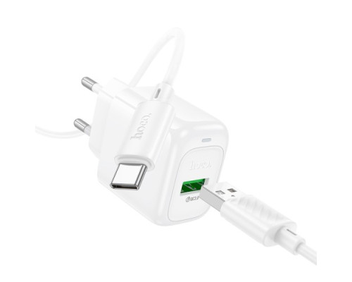 МЗП HOCO CS52A Surplus single-port QC3.0 charger set(Type-C) White mag-6942007631471137268