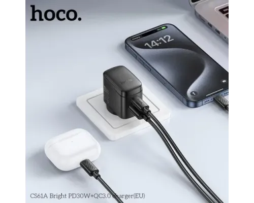 МЗП HOCO CS61A Bright PD30W+QC3.0 charger Black mag-6942007638425144048