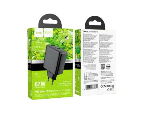 МЗП HOCO CS27A Supply PD67W(3C1A) charger(EU) black mag-6942007639835152313