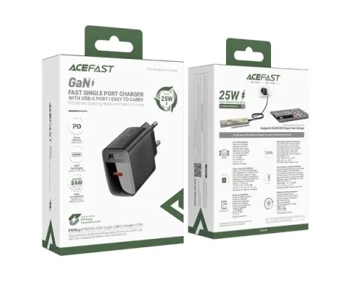 МЗП ACEFAST A104 PD25W GaN single USB-C charger Black mag-6974316283355153748