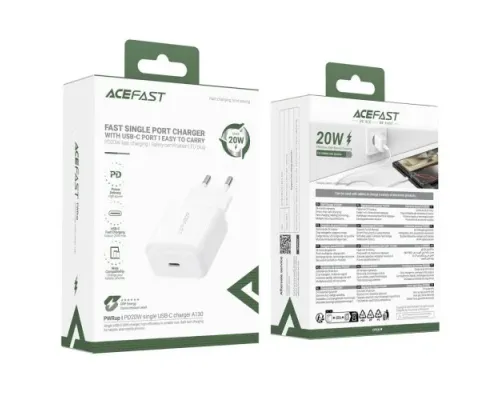 МЗП ACEFAST A130 PD20W single USB-C charger White mag-6974316284659153803