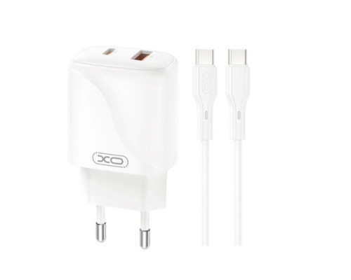 МЗП XO L158(EU) PD20W+QC18W(1A1C) Charger TYPE-C cable Білий mag-6975837582378140449