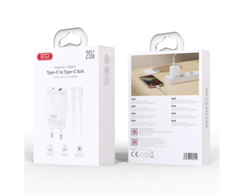 МЗП XO L158(EU) PD20W+QC18W(1A1C) Charger TYPE-C cable Білий mag-6975837582378140449
