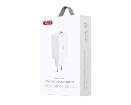 МЗП XO CE13 (EU) 65W GaN tech fast charging (2USB-C 65W/1USB-A 22.5W) Білий mag-6920680844272140353