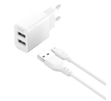 МЗП XO L109 Dual USB-A 2.4A Charger with lightning cable Білий mag-6920680845323133073