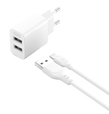 МЗП XO L109 Dual USB-A 2.4A Charger with lightning cable Білий mag-6920680845323133073