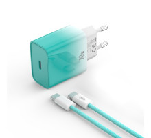 МЗП XO CE18 (EU) PD30W USB-C fast charging charger with Type-C cable Синій mag-692068085174460145