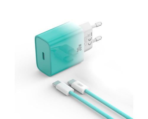 МЗП XO CE18 (EU) PD30W USB-C fast charging charger with Type-C cable Синій mag-692068085174460145