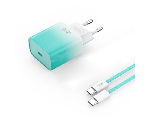 МЗП XO CE18 (EU) PD30W USB-C fast charging charger with Type-C cable Синій mag-692068085174460145