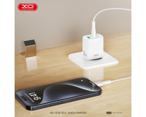 МЗП XO CE30 30W 1USB-A+1USB-C fast charger Білий mag-6920680859016140413
