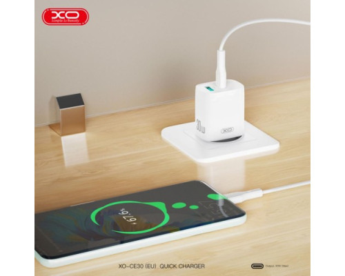МЗП XO CE30 30W 1USB-A+1USB-C fast charger Білий mag-6920680859016140413