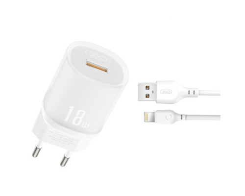 МЗП XO L157 QC3.0 18W Charging Charger with Lightning cable білий mag-6920680859313136214
