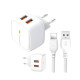 МЗП XO L61 12W 2USB port 2.4A charger with Lightning cable Білий mag-692068087151319823