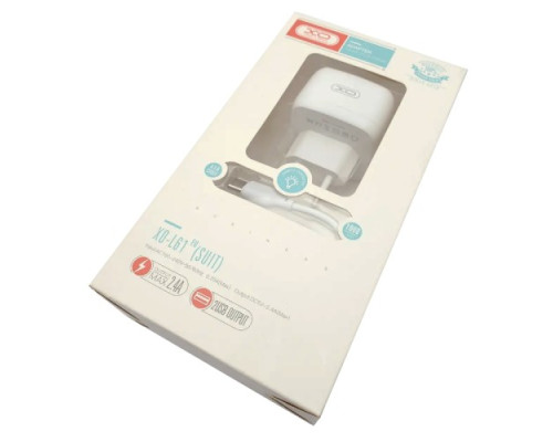 МЗП XO L61 12W 2USB port 2.4A charger with Lightning cable Білий mag-692068087151319823