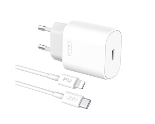 МЗП XO L91 25W TYPE-C fast charger with Lightning cable Білий mag-6920680808403134570