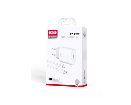 МЗП XO L91 25W TYPE-C fast charger with Lightning cable Білий mag-6920680808403134570