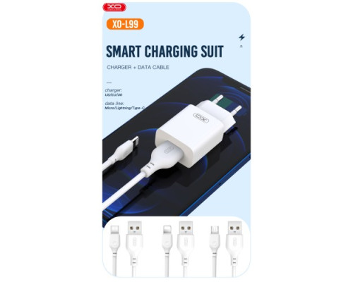 МЗП XO L99(EU) 2.4A Home charger with Micro cable Білий mag-6920680827961140322