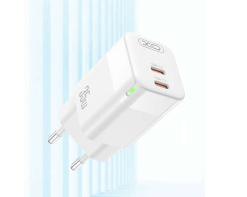 МЗП XO CE07EU PD 35W GaN lamp display fast Charger with TYPE-C cable білий mag-6920680832996136188