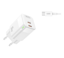 МЗП XO CE07EU PD 35W GaN lamp display fast Charger with TYPE-C cable білий mag-6920680832996136188