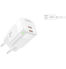 МЗП XO CE07EU PD 35W GaN lamp display fast Charger with TYPE-C cable білий mag-6920680832996136188