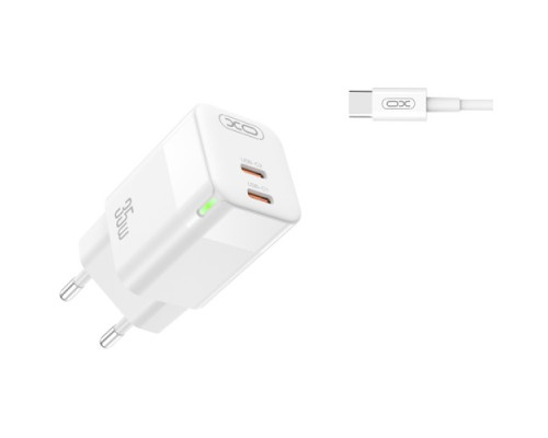 МЗП XO CE07EU PD 35W GaN lamp display fast Charger with TYPE-C cable білий mag-6920680832996136188